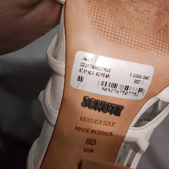 SCHUTZ Pearl White Jaden Caged Heeled Sandal, size 8B - Picture 5 of 8